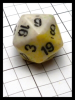 Dice : Dice - 20D - Chessex Half and Half White Speckle and Yellow Speckle with Black Numerals - Gen Con Swag Bag Aug 2016